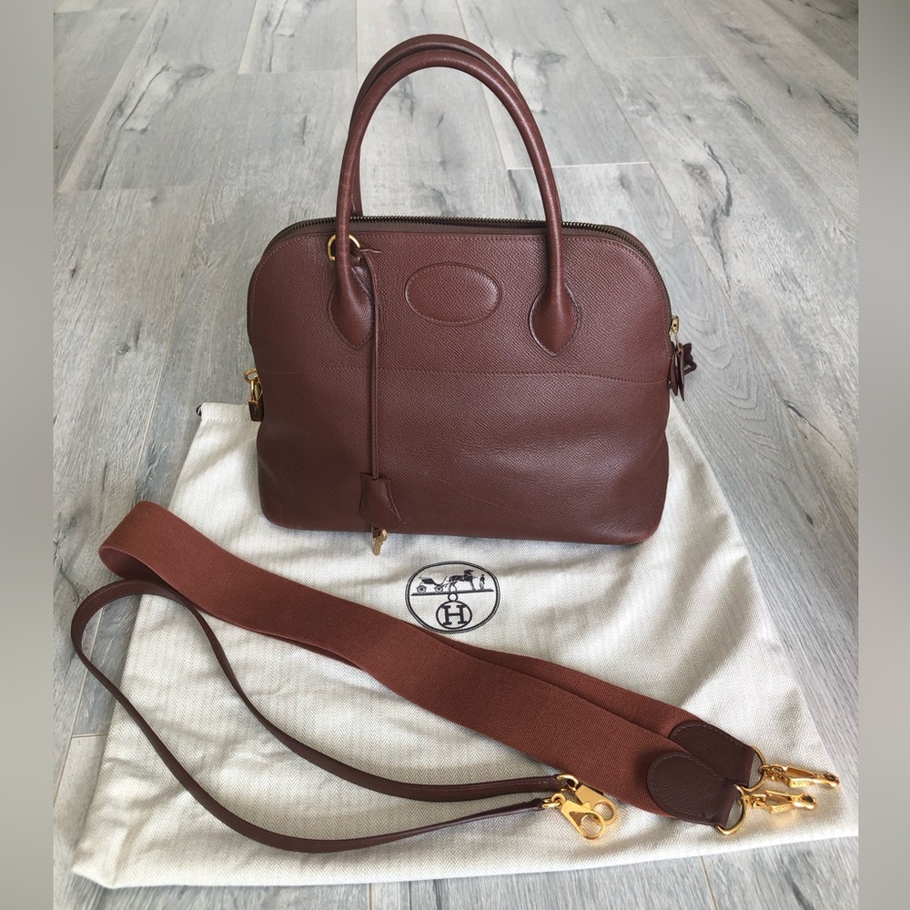 Authentic Vintage Hermes Bolide 35 Courchevel Leather Bag